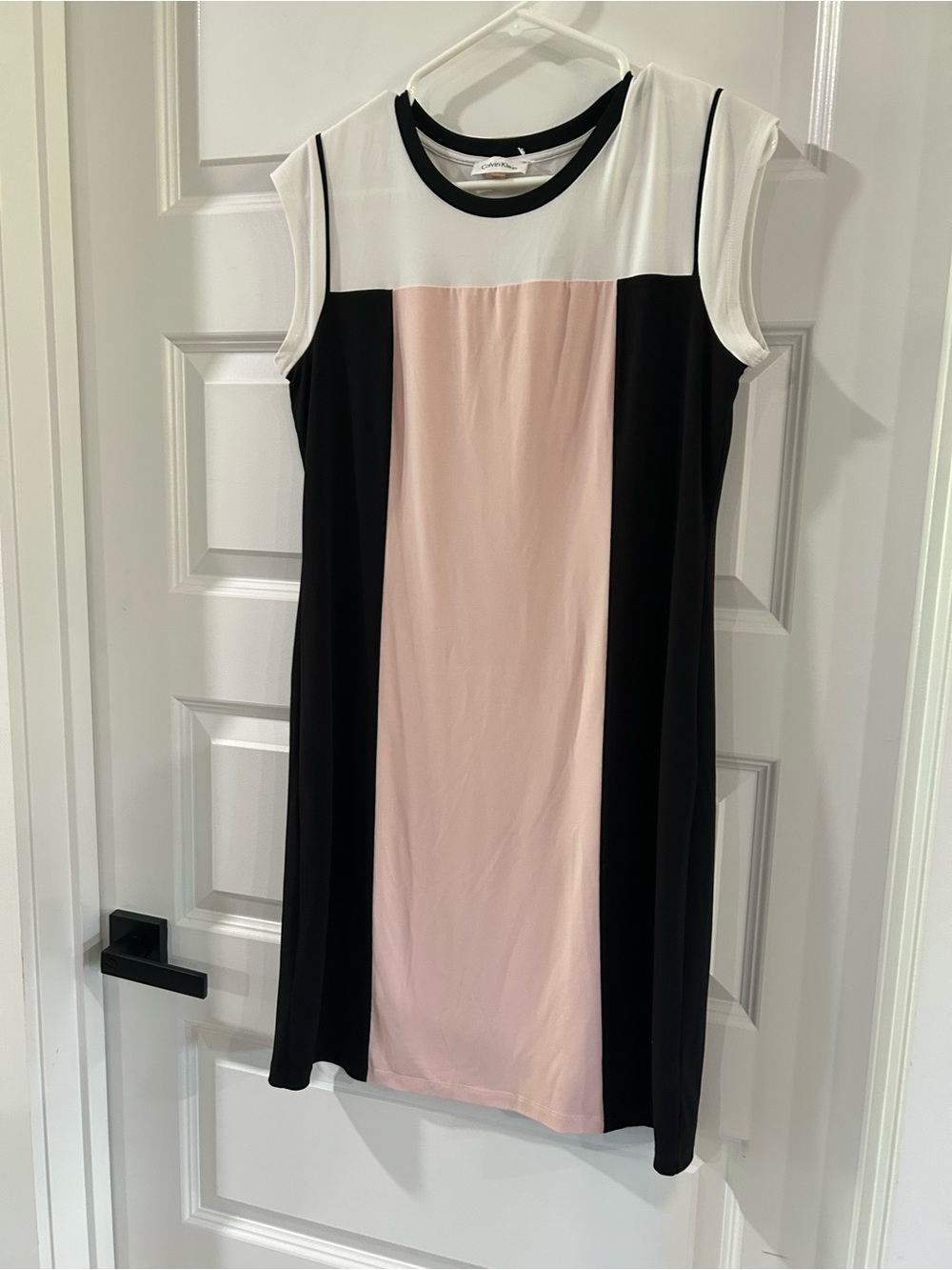 Calvin Klein Sleeveless Colorblock Shift Dress - Pink, Black & White
